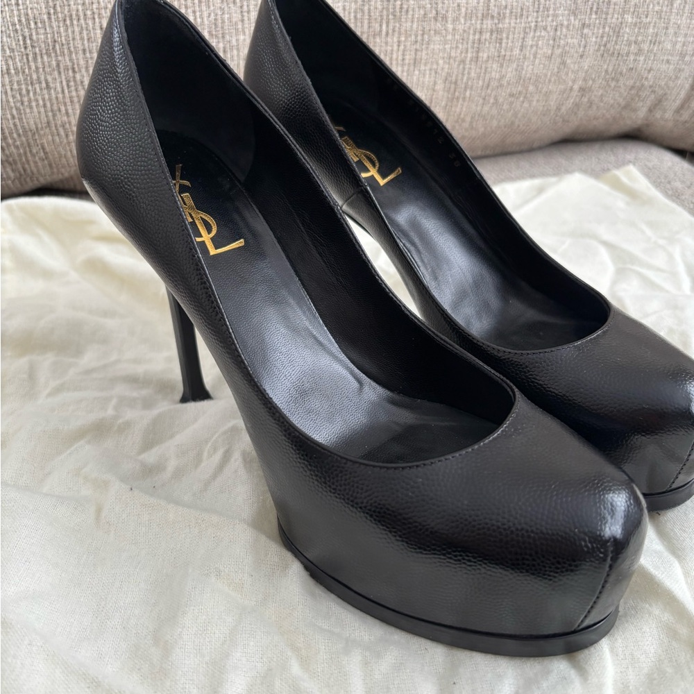 YSL Black Leather Heels